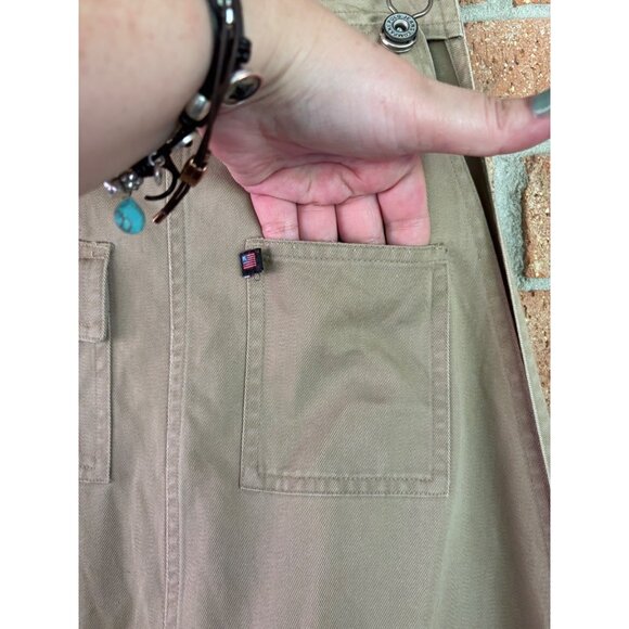Polo Jeans Co. Ralph Lauren Vintage Beige Denim Overalls Relaxed Fit Adjustable - Picture 14 of 15